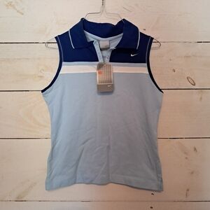 NWT Nike Tank Top Collard Polo Shirt Blue Size Small
